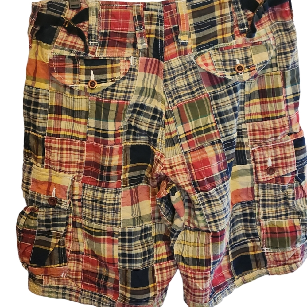 Gap Men's Cargo Madras Patchwork Plaid Shorts 33 - image 4